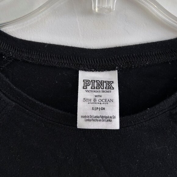 🍃 EUC🍃 PINK collegiate University of Utah Black Tee Lace Up Shoulder T-Shirt - Picture 3 of 4